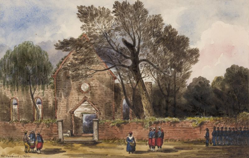 Ruins of a church in Hampton, Va. by William McIlvaine, oil on canvas