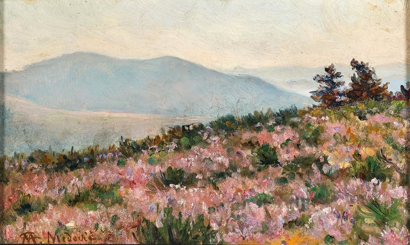 A View of Pelješac with Heather in Bloom, óleo sobre tela de Mato Celestin Medovic