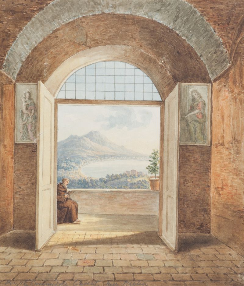 Paisaje óleo de William Brockedon con luz y sombra