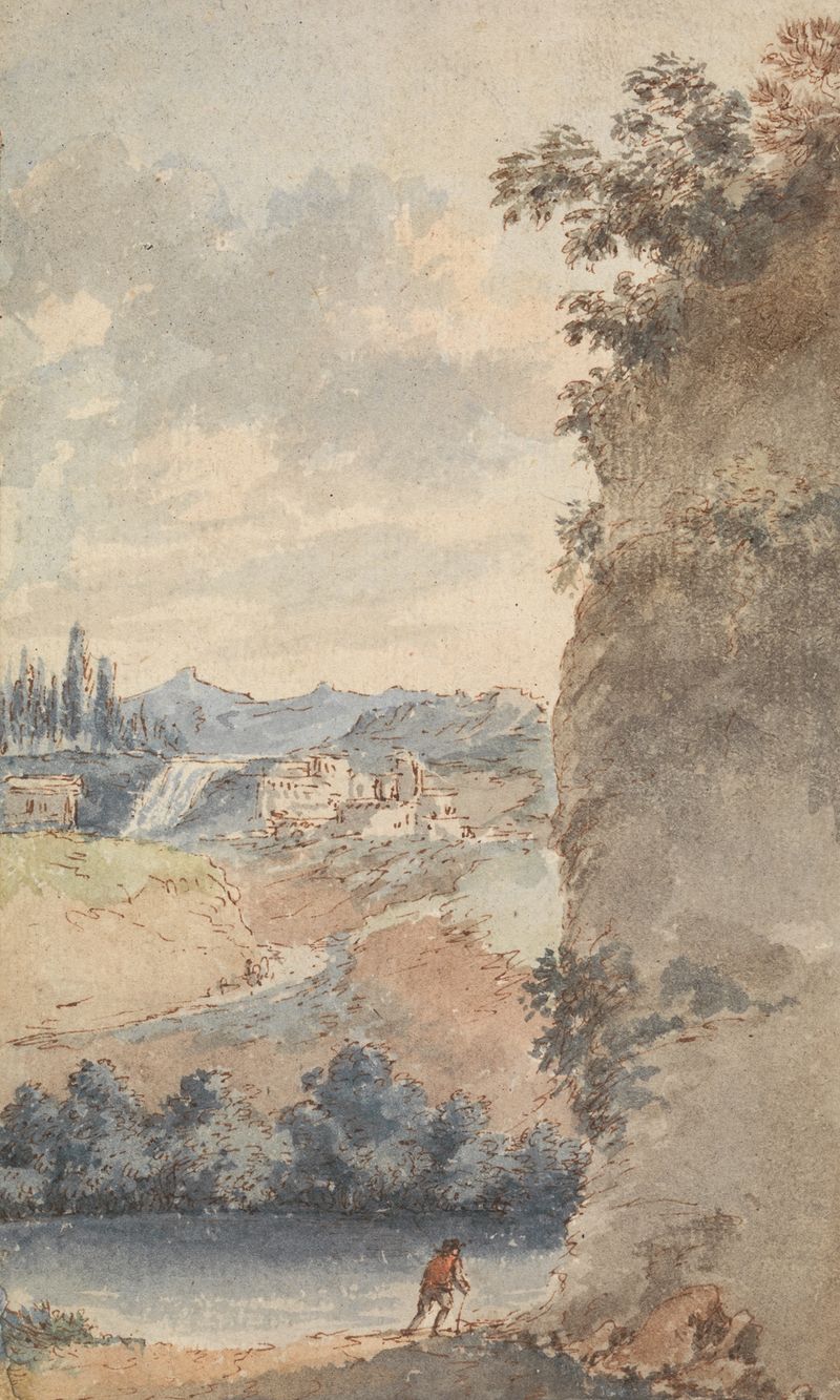 Italian Landscape engraving by Francois Vivares depicting gentle hills and soft light