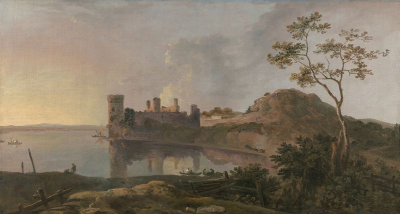 A Summer Evening, oil on canvas by Richard Wilson, depicting Caernarfon Castle at sunset.