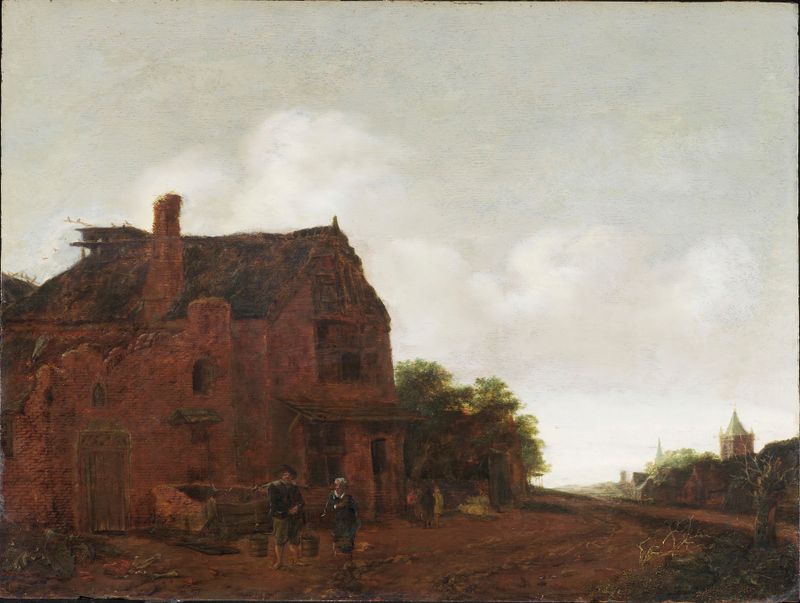 Landscape with a well and earthy tones by Emanuel Murant, oil painting