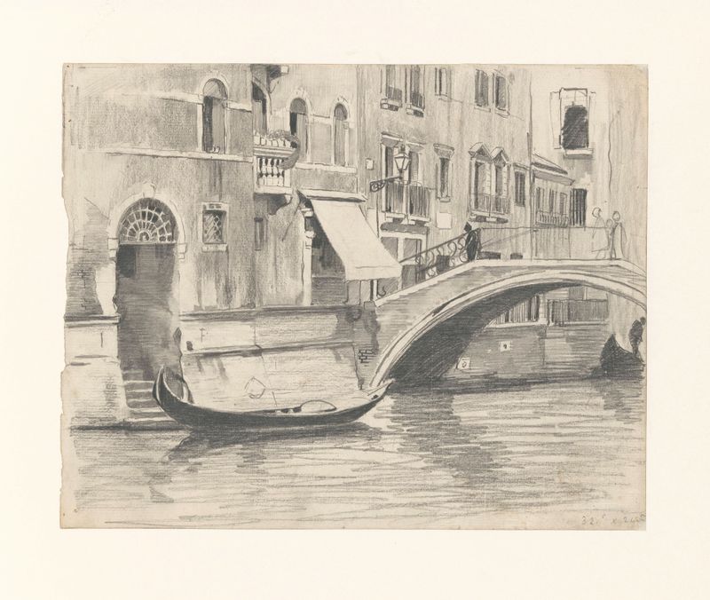 Paisagem de Veneza com gôndolas, óleo sobre tela de Willem Witsen