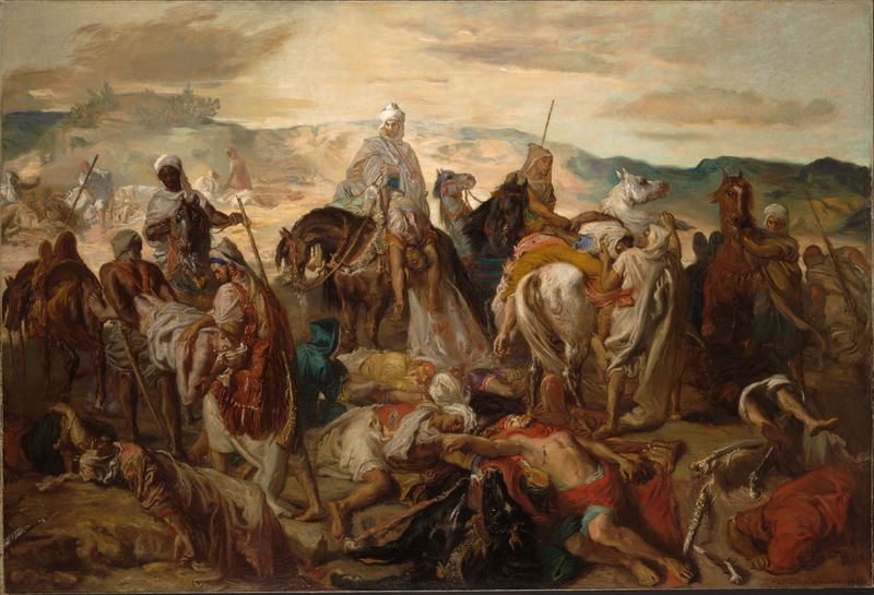 Arab Horsemen Carrying Away Their Dead, oil on canvas by Théodore Chassériau