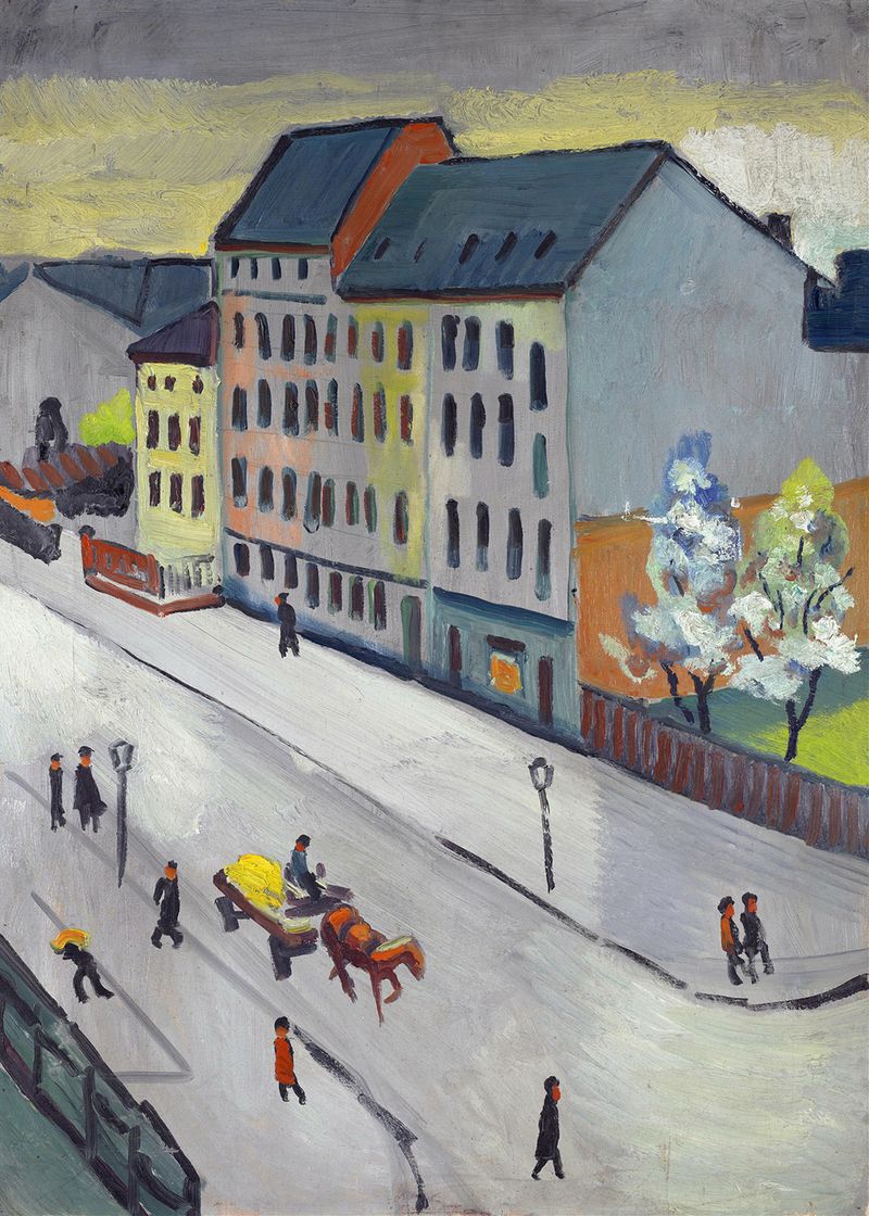 Urban landscape in gray tones, oil on canvas by August Macke