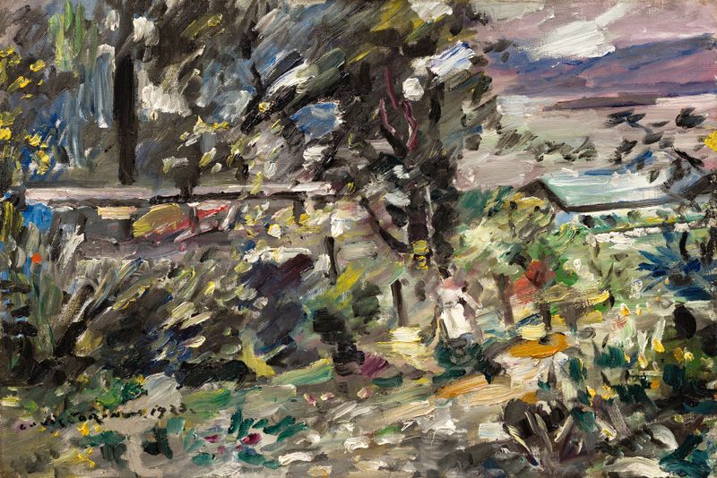 Lake Walchen, Silver Path de Lovis Corinth, paisagem impressionista com água cintilante e um caminho prateado.