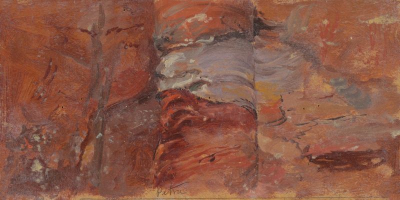 Study of Rocks, Petra de Frederic Edwin Church, que muestra acantilados irregulares y un cielo azul, pintura al óleo