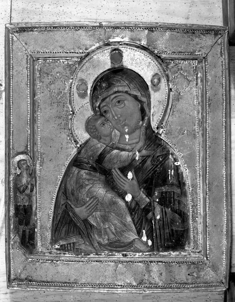 Virgen y Niño, temple sobre panel de un artista no identificado