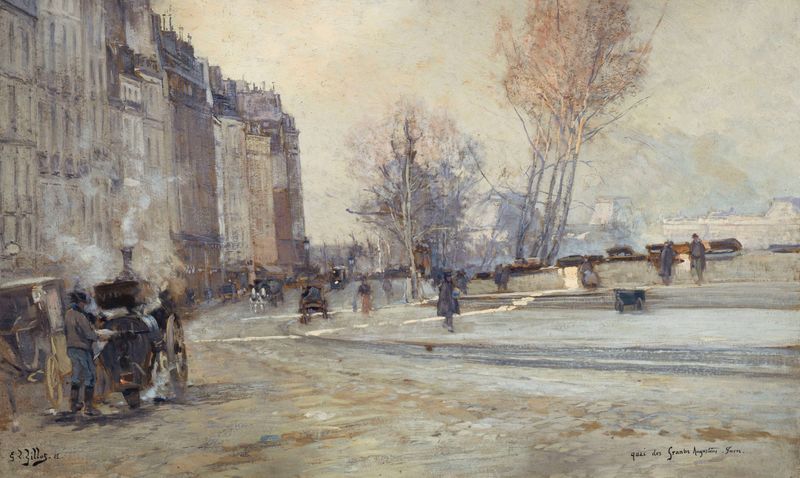 Paisagem do Sena ao crepúsculo por Georges Jules Victor Clairin, Impressionismo
