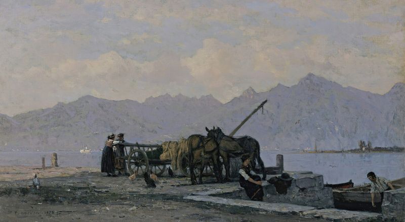 Lake Geneva landscape by François Bocion, oil on canvas