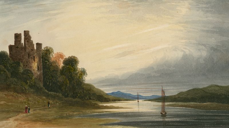 Paisaje con un castillo y cielo tormentoso, de artista desconocido