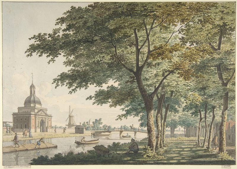 The Muiderpoort, Amsterdam, paisaje de Hendrick Keun, pintura al óleo