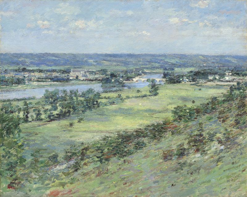 The Valley of the Seine, oil on canvas by Theodore Robinson, depicting a serene valley with hills and a river.