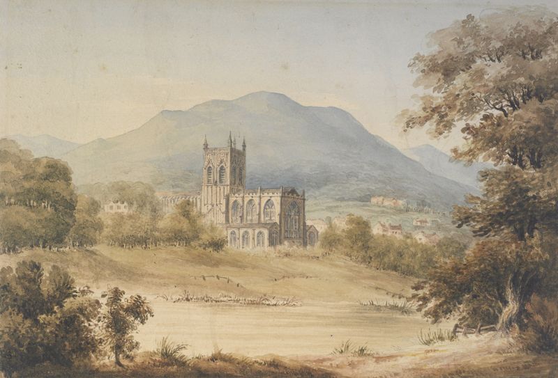 Paisaje de colinas onduladas en Malvern de James Bourne, pintura al óleo
