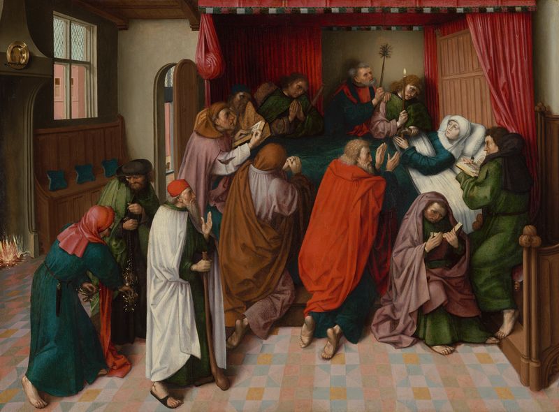 A Morte da Virgem, óleo sobre painel de Mestre da Morte da Virgem de Amsterdã