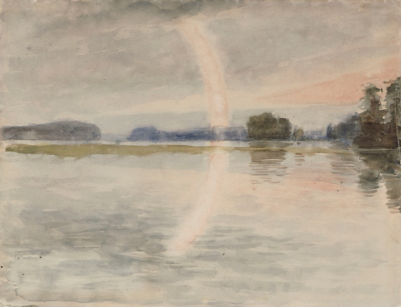 Impressionism landscape by Albert Edelfelt, featuring silvery light and rolling hills.