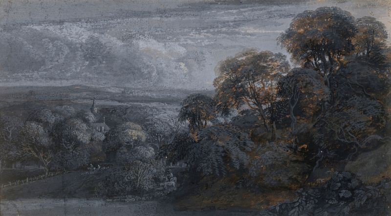 Paisaje boscoso al atardecer, óleo sobre lienzo de Pieter de With