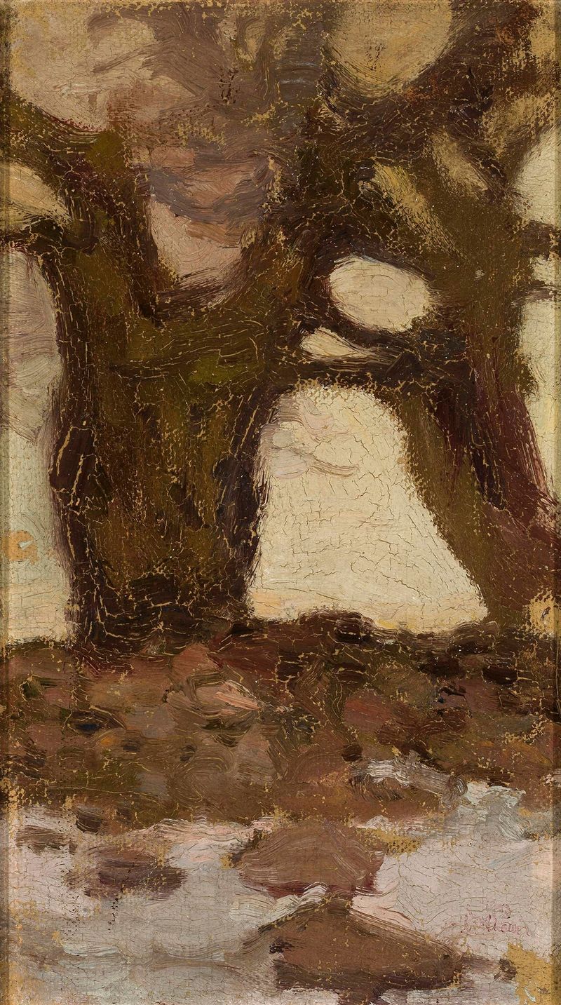 Willows by Witold Wojtkiewicz, oil on canvas depicting graceful willows in an ethereal landscape.
