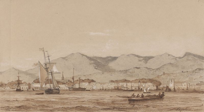 Marine scene of Port of Shain by Michel Jean Cazabon, oil on canvas