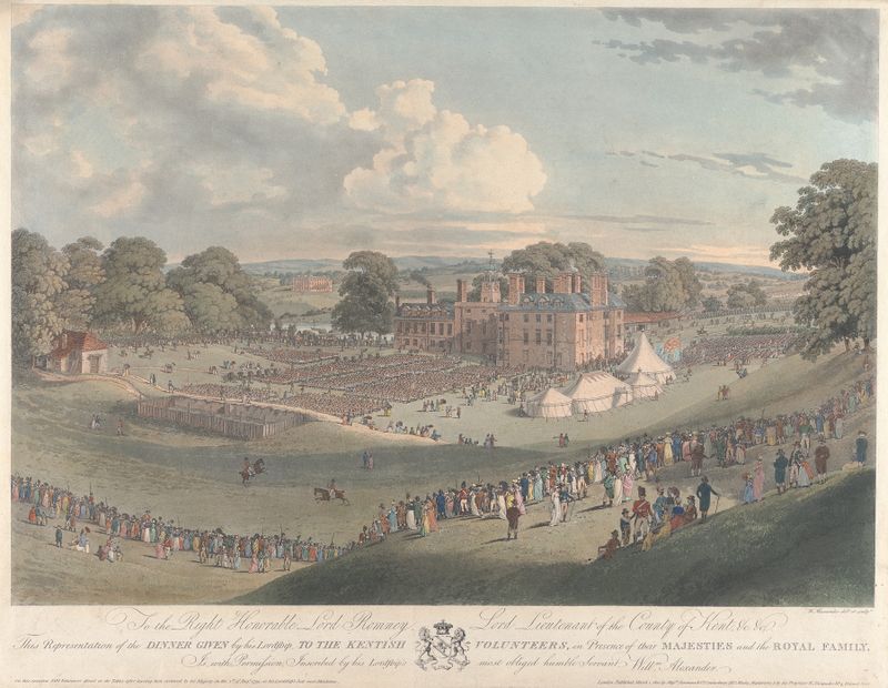 Dinner Given to the Kentish Volunteers by William Alexander, oil painting depicting a historical gathering