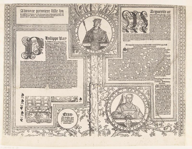 Genealogy chart on paper by Robert Péril, depicting royal lineage.