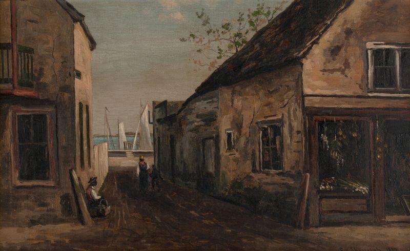 Landscape of Baya Lane in St. Augustine, oil on canvas by Frank Henry Shapleigh