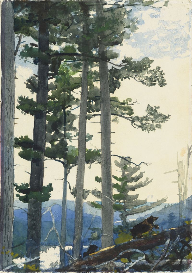 Old Settlers by Winslow Homer, oil painting of two seated figures in a landscape.