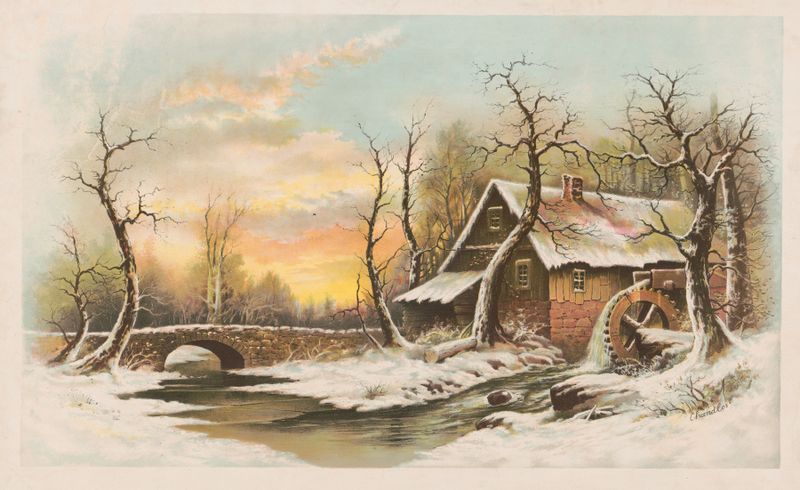 Winter landscape with snow and trees by Muller, Luchsinger & Co., oil painting