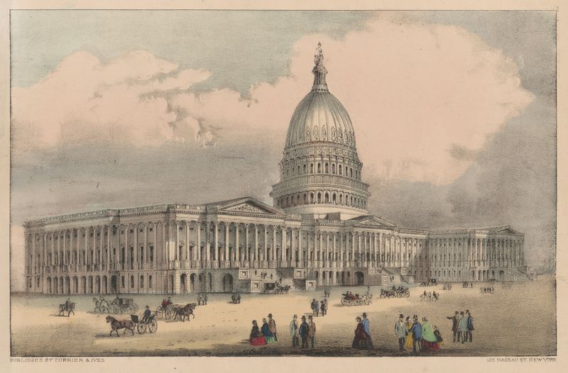Capitólio dos Estados Unidos, Washington, D.C. por Currier & Ives, gravura