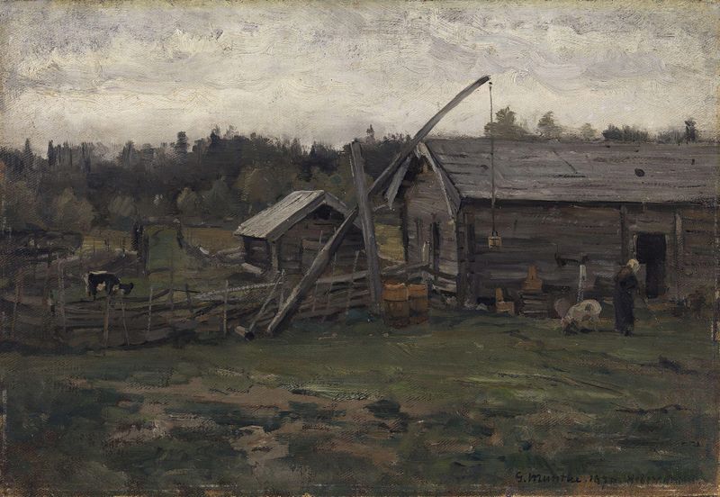 Old Barn, Hedmark by Gerhard Munthe, realism, depicting a weathered barn in a rural landscape