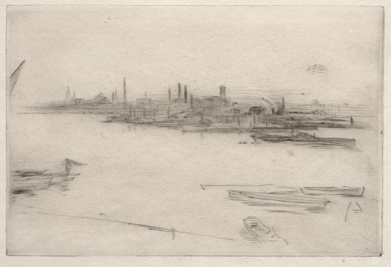 Battersea; Dawn 1877 de James Abbott McNeill Whistler, óleo que retrata uma paisagem ao amanhecer