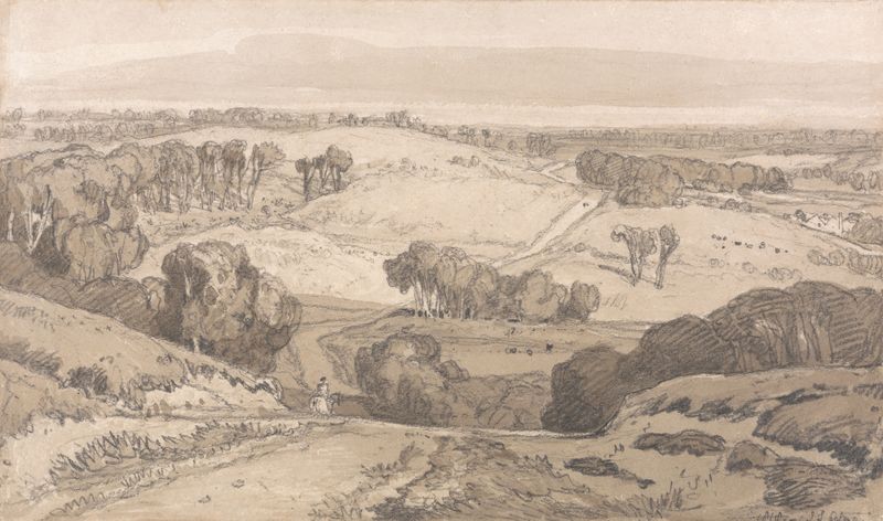 Holt Heath, perto de Norwich por John Sell Cotman, pintura a óleo que retrata urze e nuvens