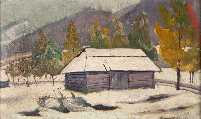Paisaje expresionista de Stanisław Ignacy Witkiewicz, que representa montañas en colores vibrantes.