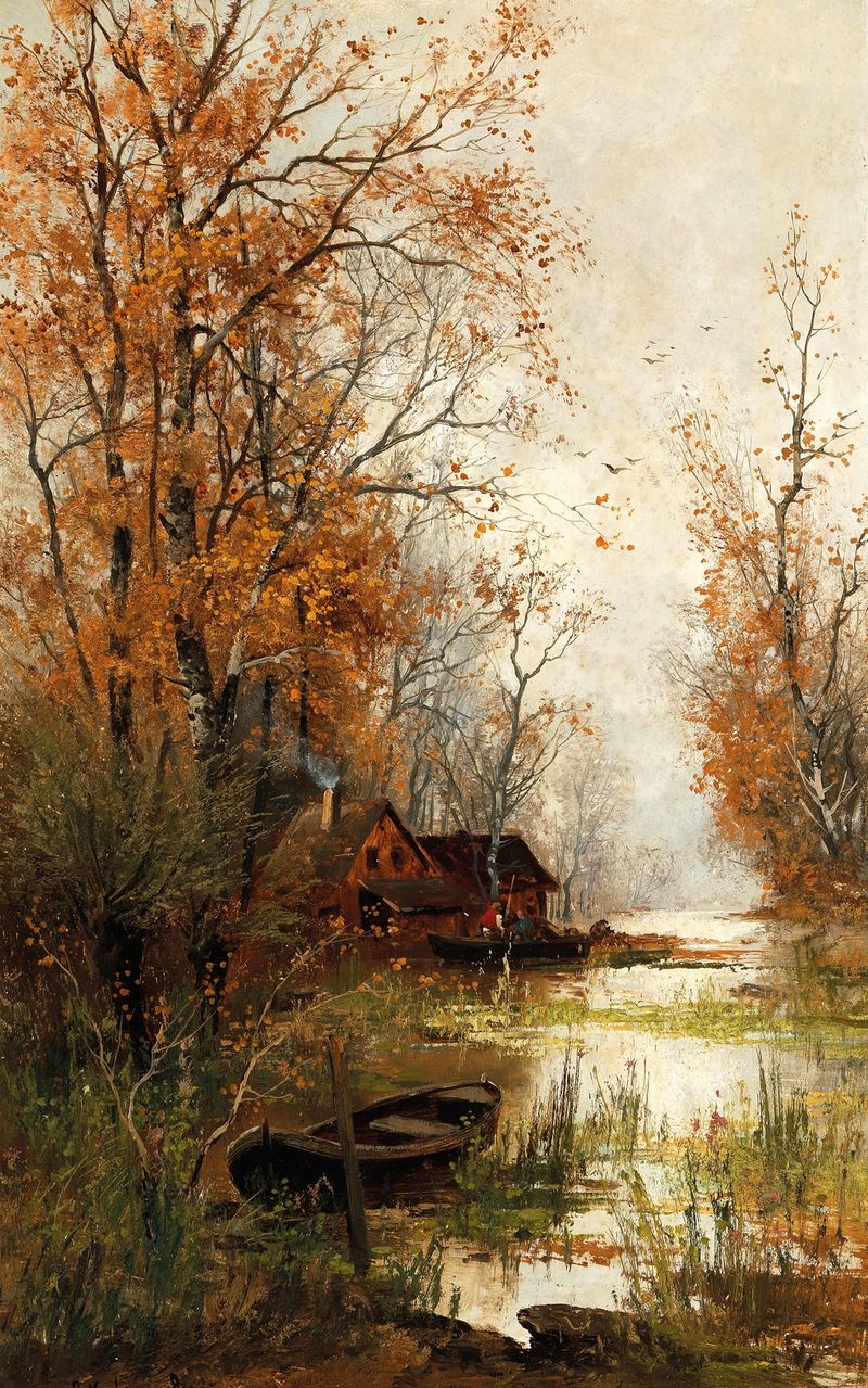 Im Wald von Fontainebleau by Adolf Kaufmann, impressionist oil painting depicting a serene forest scene.