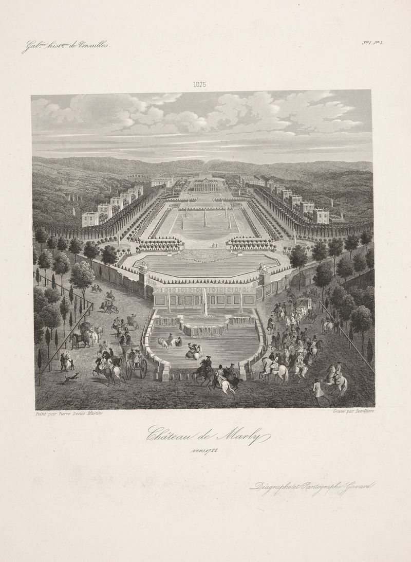 Arquitectura rococó de Marly Chateau por Etienne Devilliers, pintura al óleo