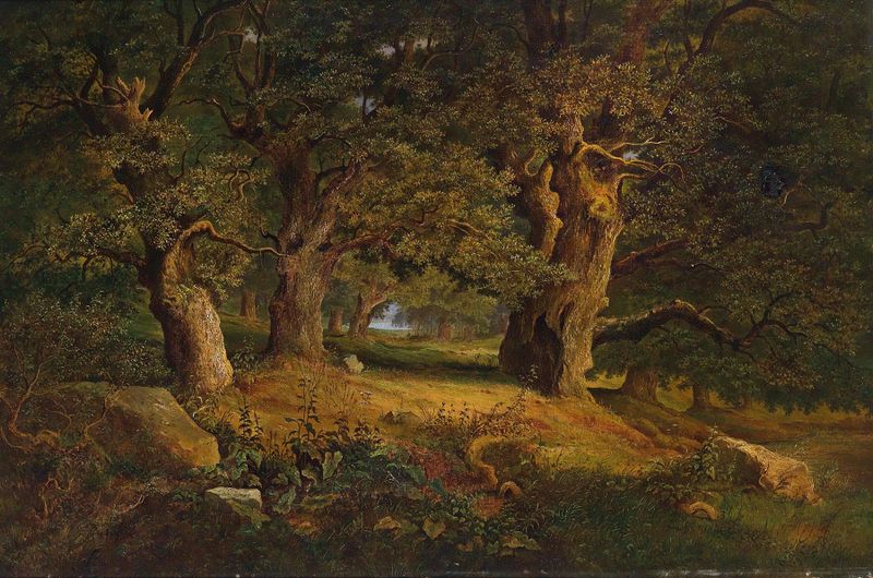 Waldlandschaft by Alois Kirnig, oil painting depicting a tranquil forest landscape.