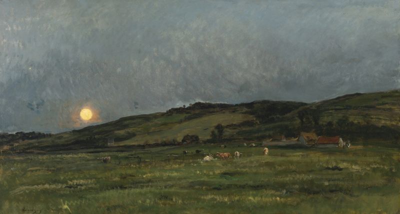Landscape with Cows by Charles François Daubigny, oil painting depicting cows in a serene landscape