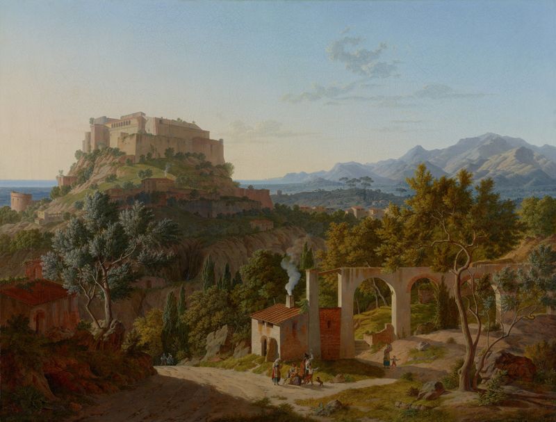 Landscape with the Castle of Massa di Carrara, oil on canvas by Leo Von Klenze