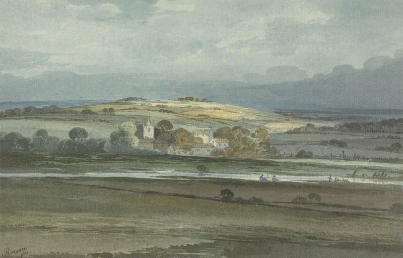 Landscape depicting hills at twilight by William Pearson, oil painting