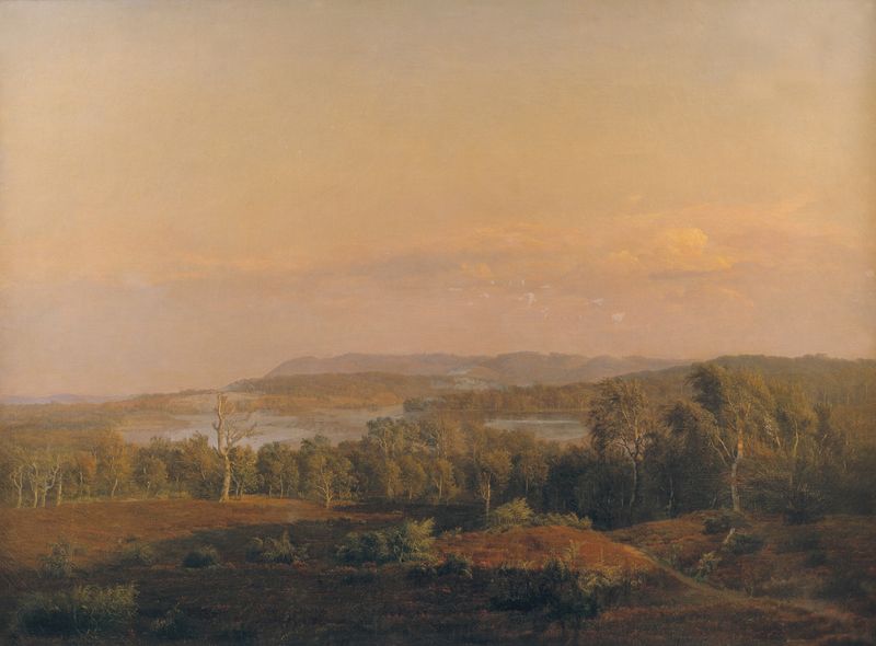 Landscape of Himmelbjerget at dusk, oil on canvas by Dankvart Dreyer