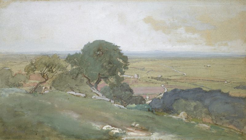 Olive Trees at Tivoli de George Inness, óleo sobre lienzo que muestra olivos bajo luz suave.