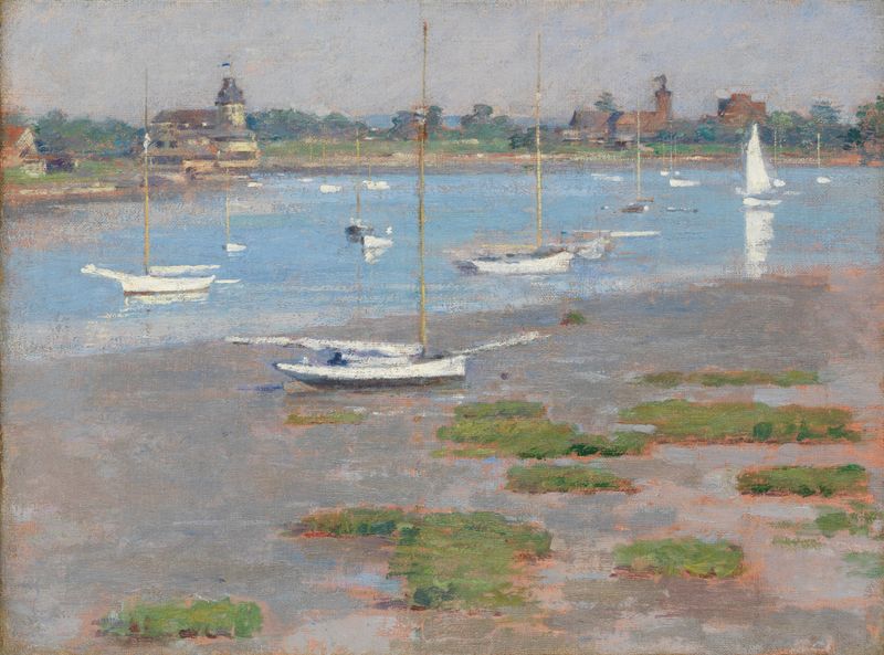 Low Tide, Riverside Yacht Club by Theodore Robinson, impressionism