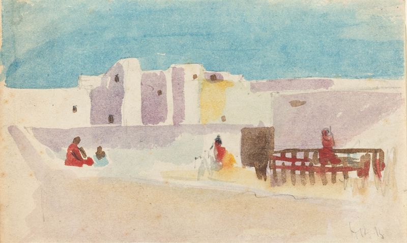 Pintura al óleo de Hercules Brabazon Brabazon que representa un paisaje urbano norteafricano