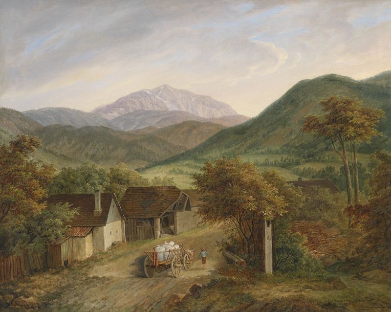Landscape featuring a mountain and sky, oil painting by Matthias Rudolf Toma