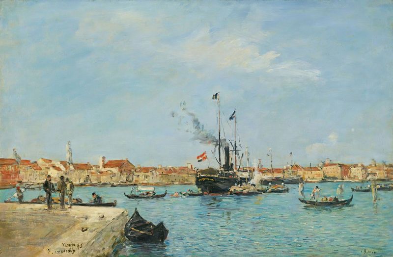 Escena marina de góndolas en el Gran Canal de Eugène Boudin, pintura al óleo