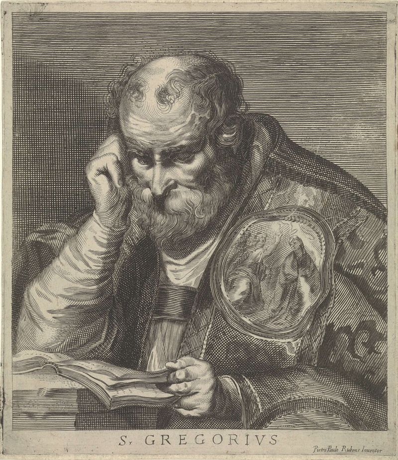 Engraving by Theodorus van Kessel depicting St. Gregory reading a book