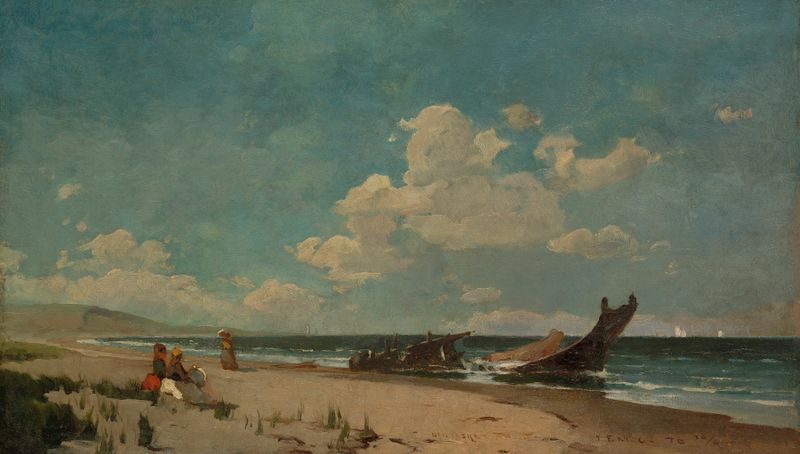 Nantasket Beach by Emil Carlsen, oil painting depicting a tranquil beach at sunset.