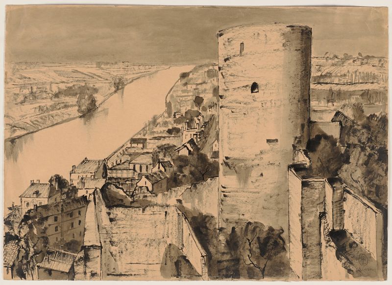 Paisaje con la fortaleza de Chinon y el río Vienne, de Hermann Lismann.