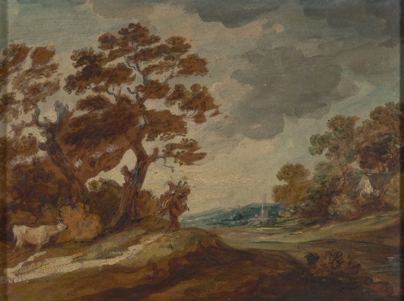Paisaje con una vaca en primer plano, óleo sobre lienzo de Gainsborough Dupont