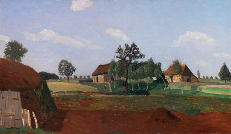 Sommertag im Moor by Otto Modersohn, oil on canvas depicting a hut in a summer landscape